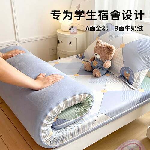 学生宿舍专用全棉床垫套全包拉链款保护罩牛奶绒床笠90x190cm