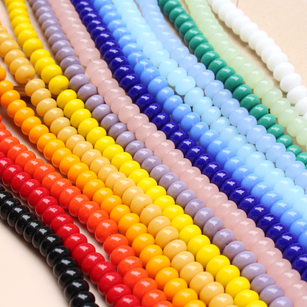 玻璃算盘珠实色扁珠多色