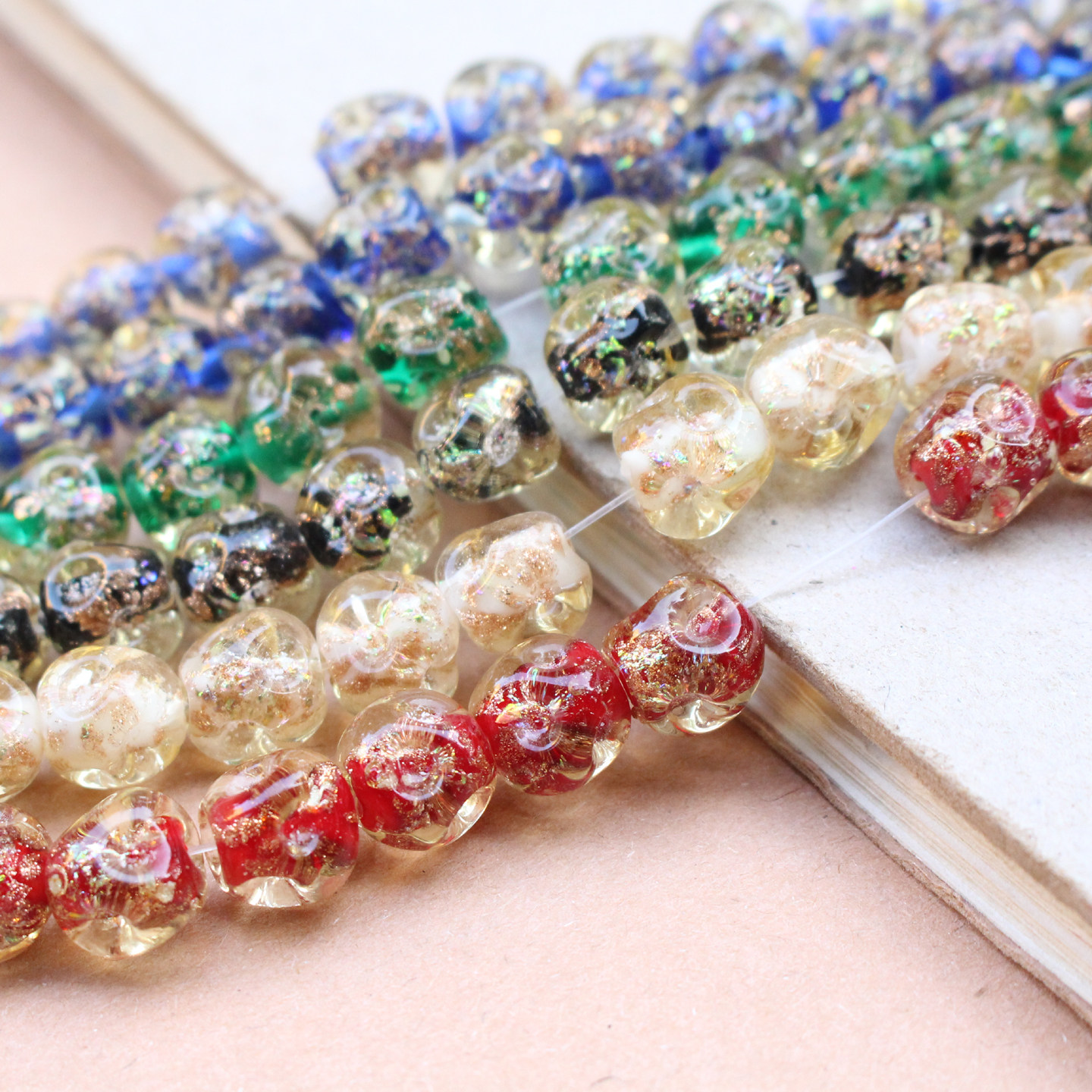 异形彩粉夜光小石头形琉璃珠子散珠diy手工制作手链项链串珠饰品
