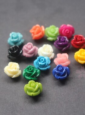 diy玫瑰项链多色入树脂花