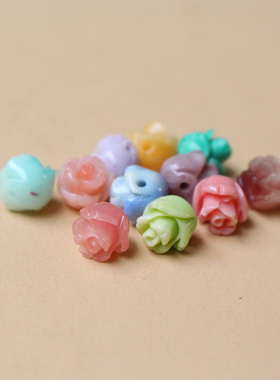 diy玫瑰项链多色入树脂花