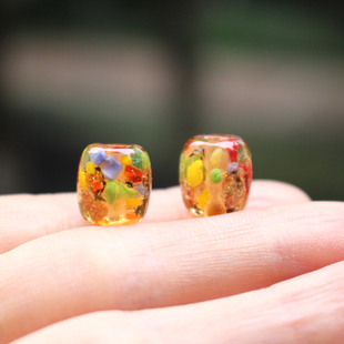 手工琉璃彩碎片金沙桶珠隔珠配饰手串DIY饰品手链项链耳环手编咖