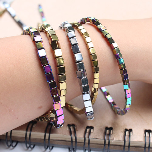 3mm电镀黑胆石小方珠散珠