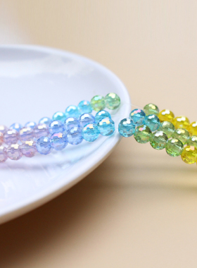 6 8mm彩色地球水晶珠子散珠diy手工制作手链项链隔珠串珠饰品配件