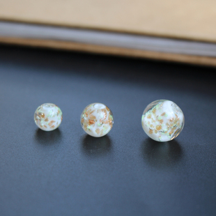 白色金沙夜光琉璃珠手链diy饰品项链耳环圆珠子配饰手工串珠日式