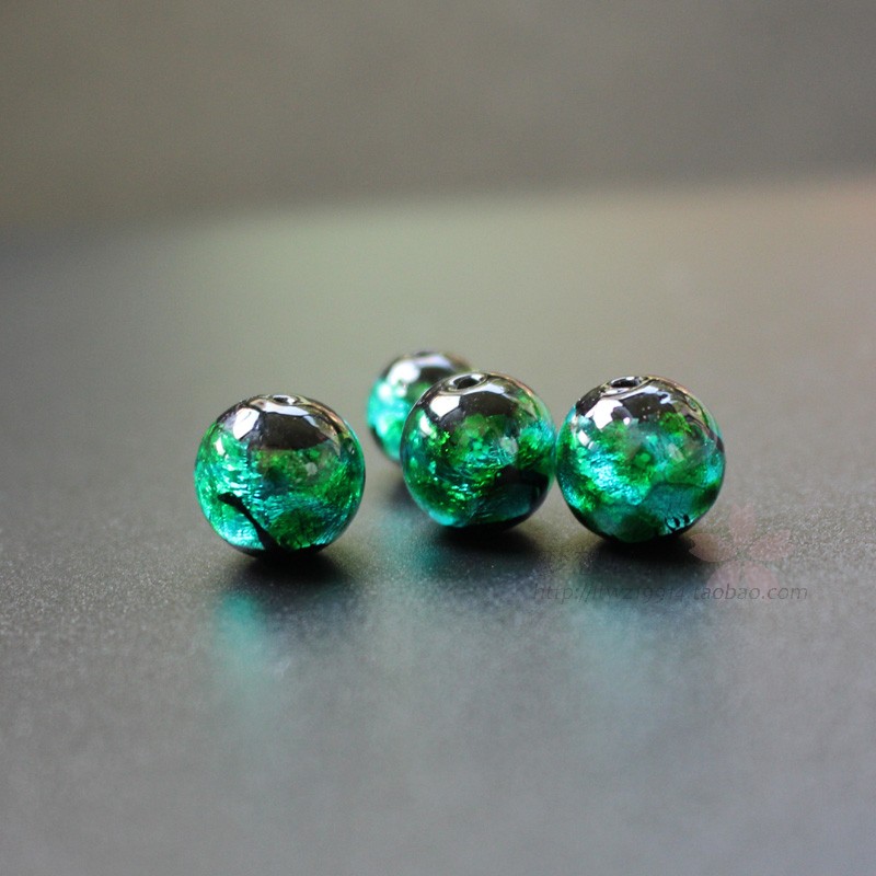 琉璃diy绿色日式项链琉璃夜光珠