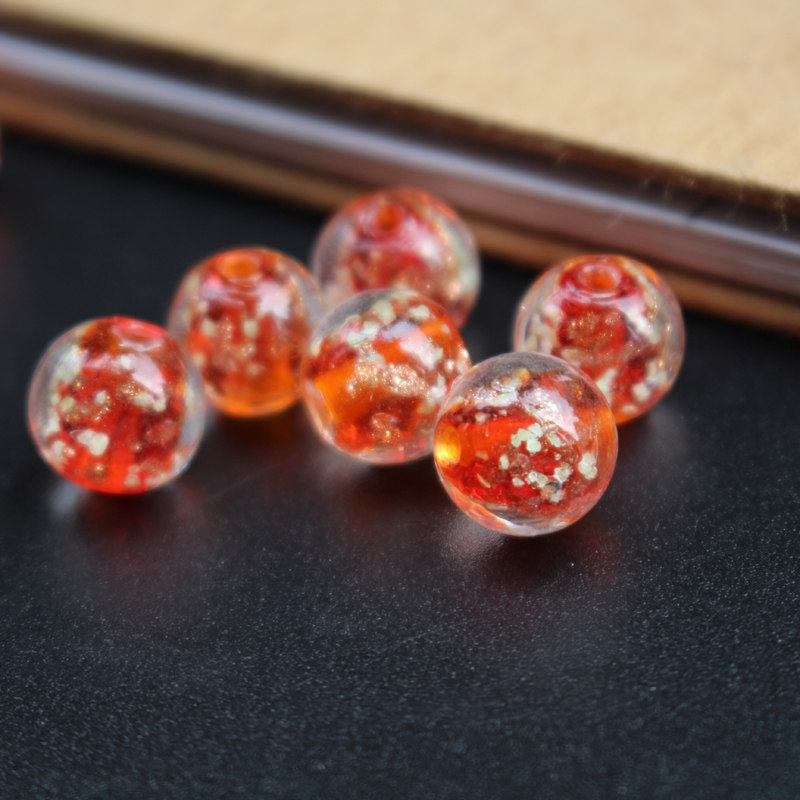 红色金沙夜光琉璃珠手链diy饰品项链耳环圆珠子配饰手工串珠日式