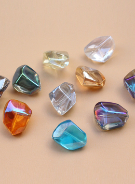 玻璃人造水晶异形珠电镀透明蓝玫红绿色DIY饰品手链项链耳环材料