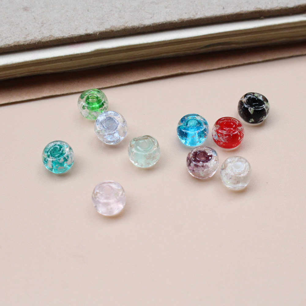 8mm彩色夜光亮粉琉璃扁珠隔珠算盘珠手链diy饰品项链配饰手工散珠