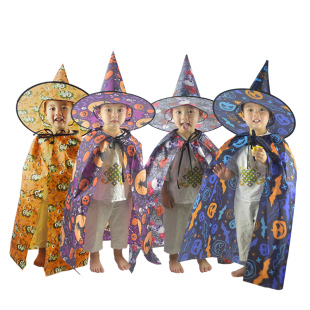 万圣节服装男童女童服装魔法师披风儿童披风南瓜巫婆披风斗篷