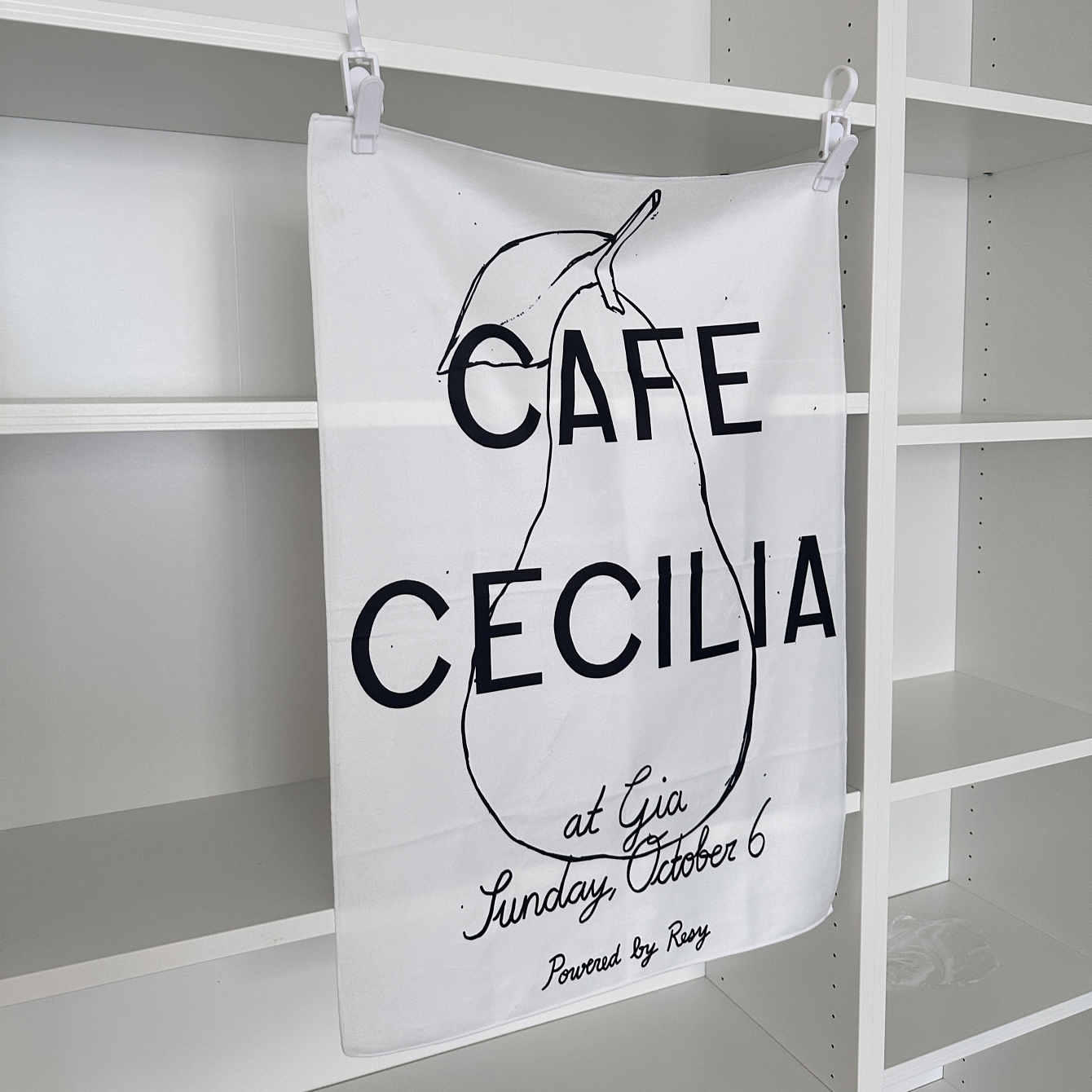 CAFE梨可爱手绘布艺咖啡挂布软装家居背景墙软装家居服装店装饰布