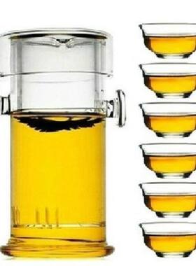 耐热玻璃茶具茶壶绿红普洱壶玻璃内胆过滤泡茶冲茶器双耳杯