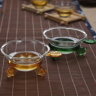 耐高温绿黄叶龙网茶滤创意彩色茶架托功夫茶具配件玻璃茶漏过滤