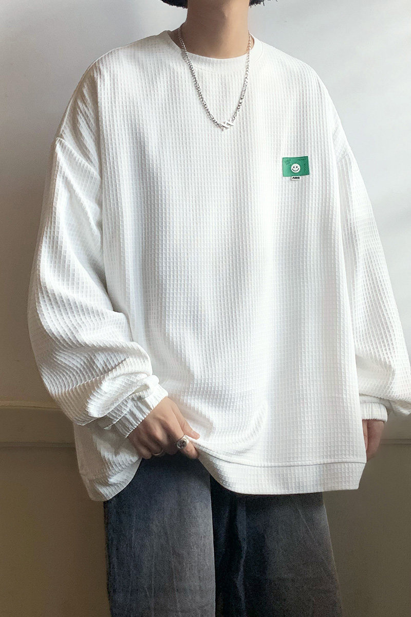 华夫格贴标卫衣男春秋套头上衣A363P40,男装卫衣,电商A309