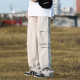 美式潮牌多口袋工装休闲裤男秋季主推直筒拖地裤A366P65，男装休闲裤，电商A309