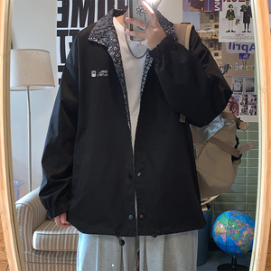 腰果花外套男款春秋新款美式潮牌港风宽松棉衣两面穿痞帅国潮夹克