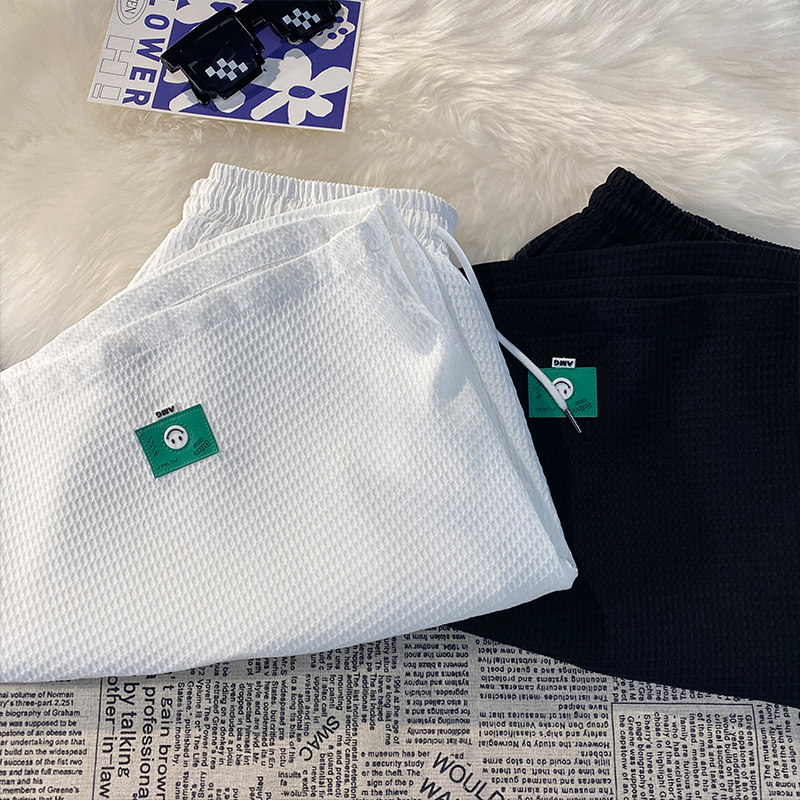 主推夏季薄款华夫格冰丝短裤男宽松运动五分裤A354P30,男装休闲裤,电商A309