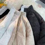 毛毯风~冬季灯芯绒棉服情侣潮牌加厚羊羔毛棉衣外套777P110控148，男装棉衣，电商A309