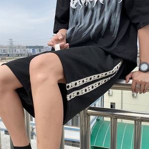 ！！侧边织带运动五分裤男女宽松大抽绳短裤 A345P40 控58图片