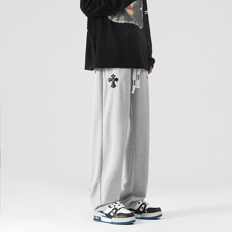 宽松直筒刺绣运动裤男潮牌休闲拖地长裤子A399P45,男装休闲裤,电商A309