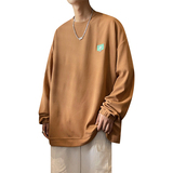 主推~咖色华夫格圆领卫衣男女潮牌长袖t恤打底衫A363P40，男装卫衣，电商A309