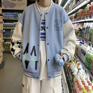 美式vintage棒球服外套男士春秋款ins潮牌hiphop宽松百搭潮流夹克图片
