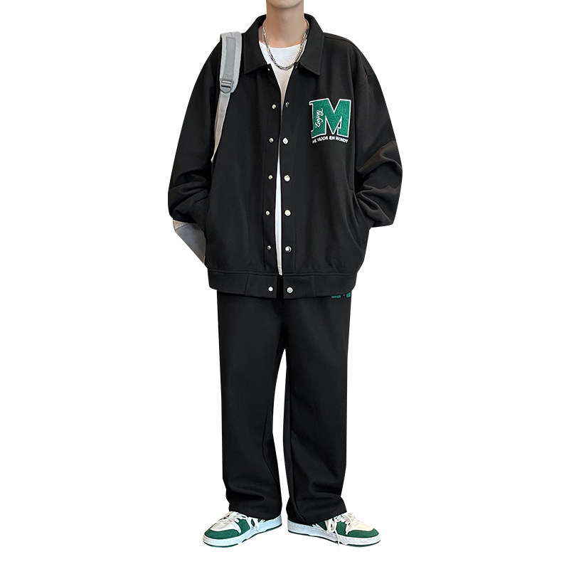 秋季M刺绣运动套装男潮牌棒球服卫衣裤子一整套TZ881P100控138,男装休闲套装,电商A309