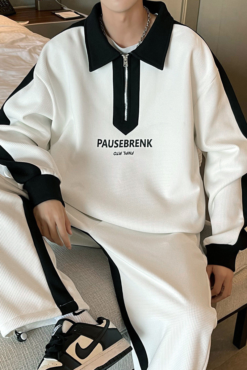 2023春季新款潮牌设计半拉链卫衣套装男两件套衣服TZ369P100,男装卫衣,电商A309