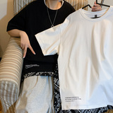 潮牌短袖t恤男士开叉腰果花拼接五分袖上衣2146P38，男装T恤，电商A309