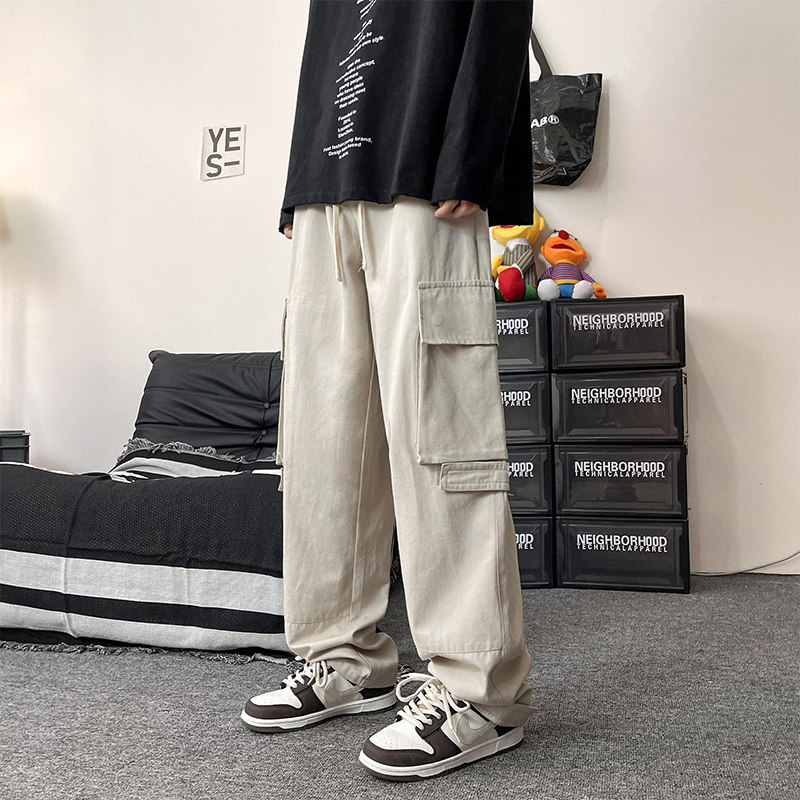 ~直播品控工装大口袋休闲裤男女宽松直筒拖地裤A366P65,男装休闲裤,电商A309