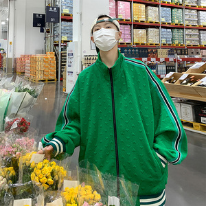 港风织带撞色潮牌棒球服夹克男女潮牌班服开衫外套111P75图片
