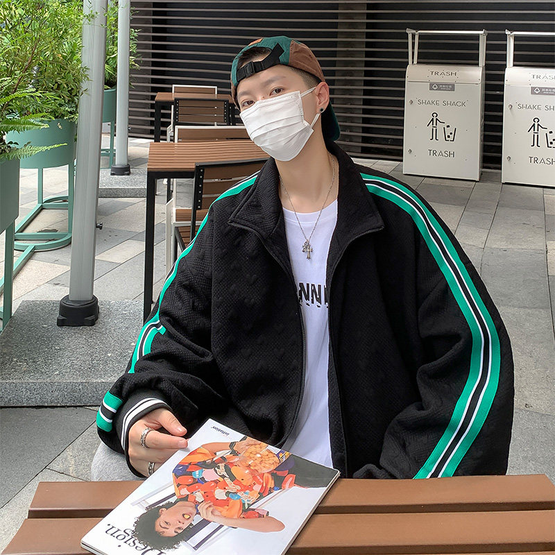 爱心压花面料秋季情侣棒球服夹克男女宽松潮牌开衫外套111P75,男装夹克,电商A309