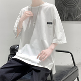 夏季简约白色开叉短袖t恤男A188P25，男装T恤，电商A309