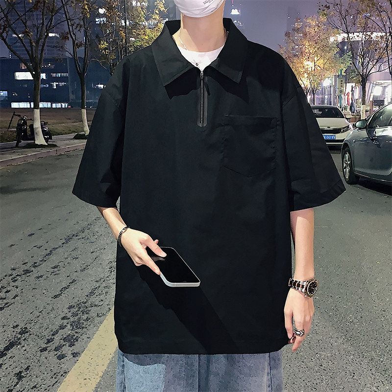 小众设计潮牌 拉链款短袖衬衫 男 A343P40 控58图片