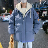 wassuphappy假两件棉衣男冬季潮牌港风加厚连帽外套保暖防寒棉服，男装棉衣，电商A309