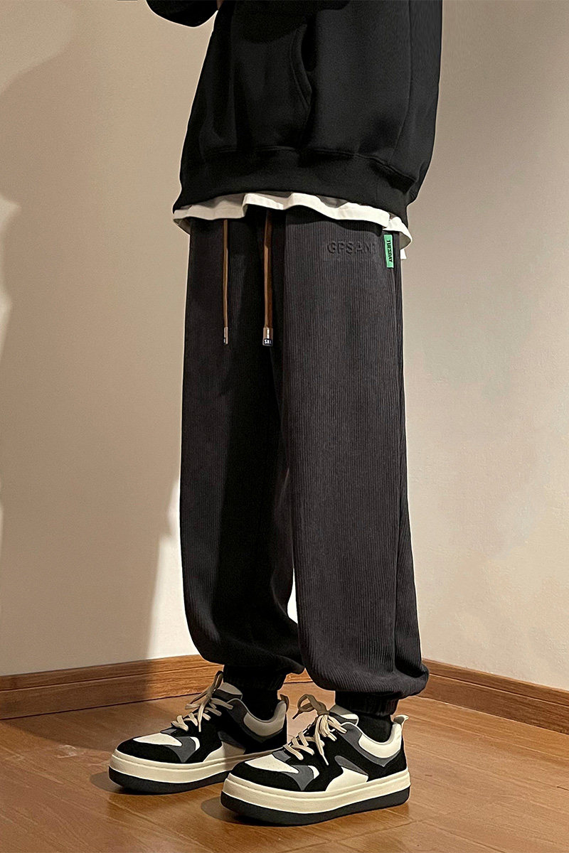 灯芯绒裤子男秋冬加绒加厚休闲束脚裤A388P60控88,男装休闲裤,电商A309