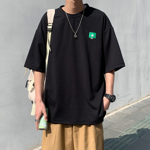 主推 华夫格绣标短袖t恤男女款 021P35 控48图片