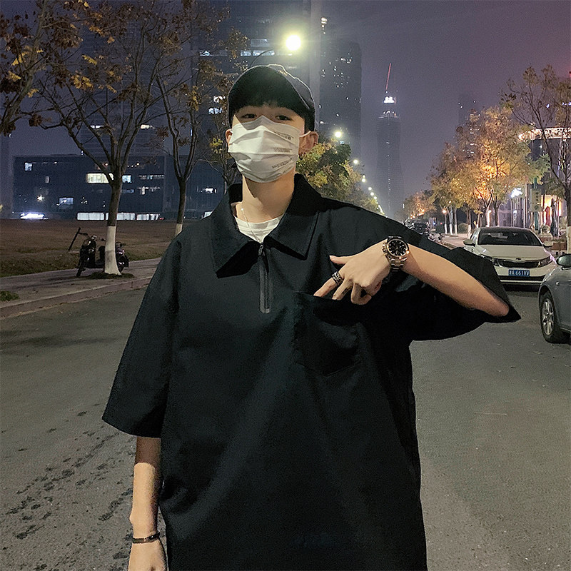 小众设计潮牌拉链款短袖衬衫男A343P40控58,男装衬衫,电商A309