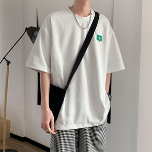 夏季主推款~华夫格绣标短袖t恤男女同款 021P35 控48图片