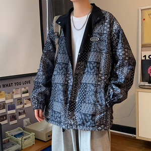 腰果花外套男款春秋新款美式潮牌港风宽松棉衣两面穿痞帅国潮夹克图片