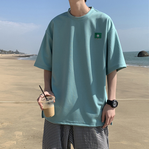 主推~蒂芙尼绿华夫格短袖t恤男女同款 021P35 控48图片