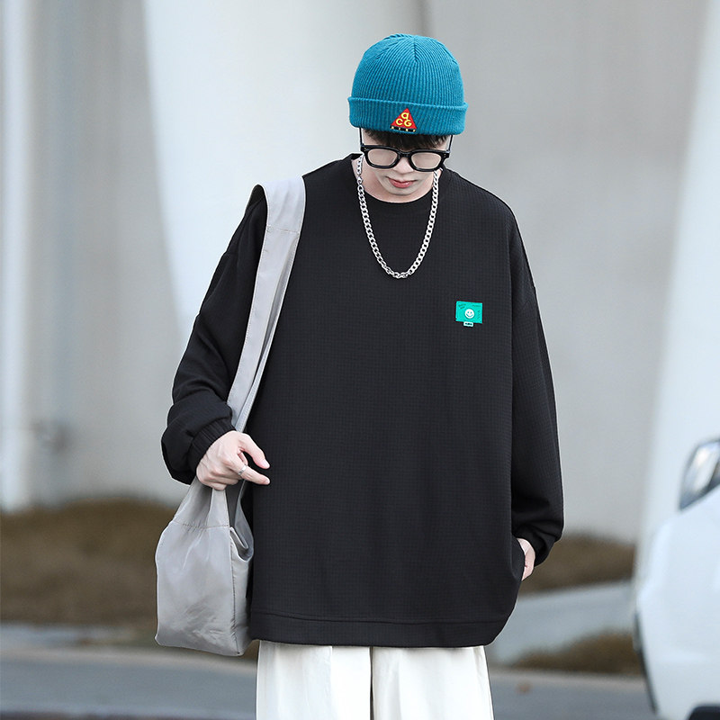 主推款~cityboy秋季圆领贴标卫衣男女宽松潮牌长袖t恤打底衫A363P,男装卫衣,电商A309