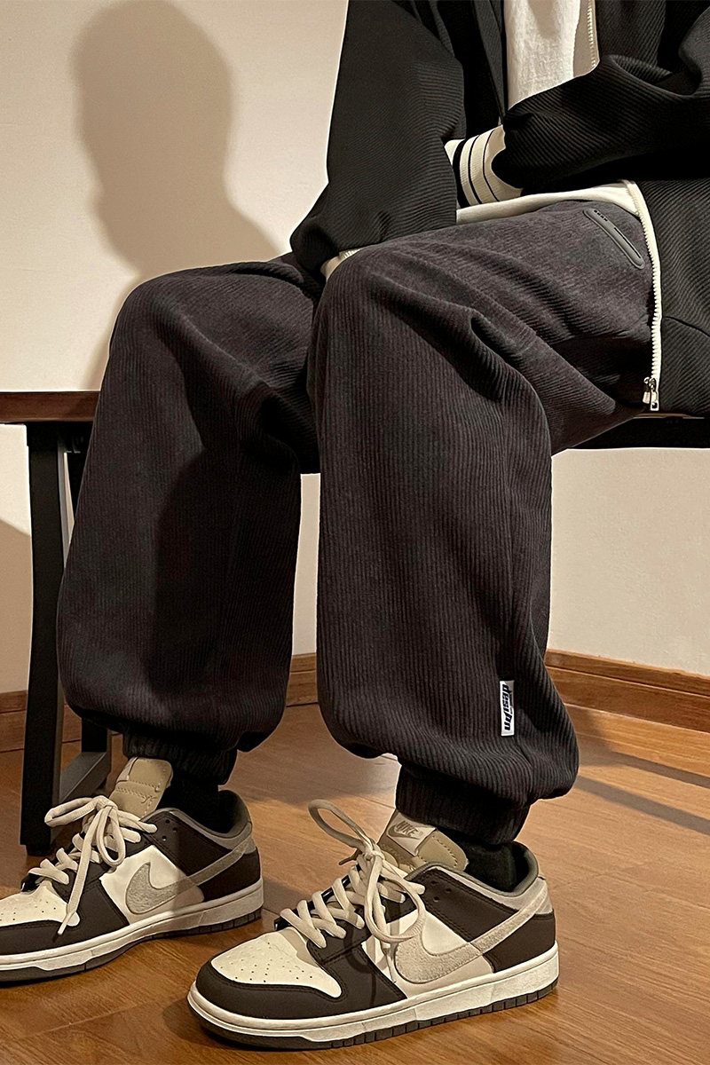 主推~高品质欧棉绒休闲束脚裤男加绒加厚卫裤A389P60控88,男装休闲裤,电商A309