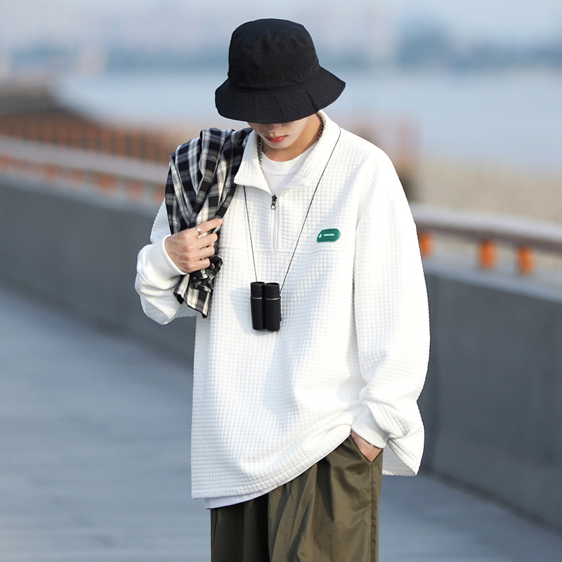 cityboy潮牌半拉链卫衣男华夫格立领外套A360P50控68，男装卫衣，电商A309