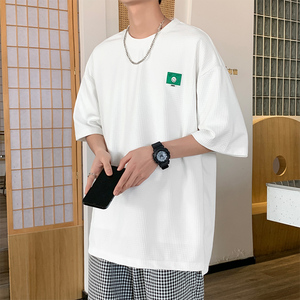 夏季主推款 华夫格绣标短袖t恤男女同款 021P35 控48图片
