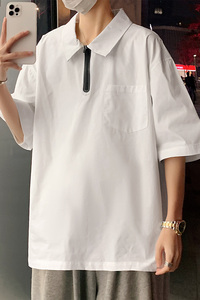 小众设计潮牌宽松短袖衬衫男 A343P40 控58图片