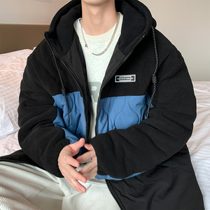 冬季摇粒绒拼接加肥加大码棉衣外套男 2112P100图片
