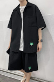 冰丝套装男女夏季坠感华夫格短袖衬衫短裤两件套3546P70，男装休闲套装，电商A309