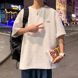 夏季波浪纹白色短袖t恤男A342P35控48，男装T恤，电商A309