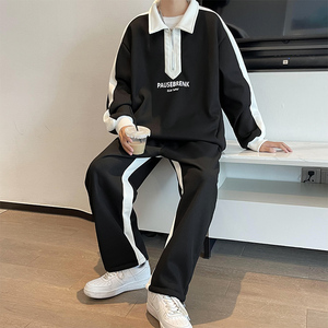 主推款~秋季卫衣套装男潮牌两件套帅气一整套衣服A369P100控138